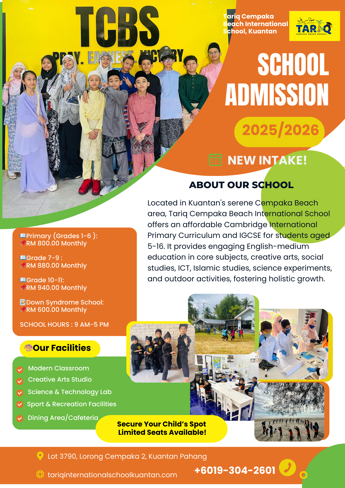 Students and teachers gathered at Tariq Cempaka Beach School